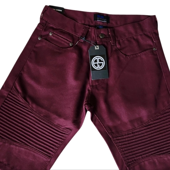 Other - Denim Burgundy Biker Moto Shorts - Men’s
